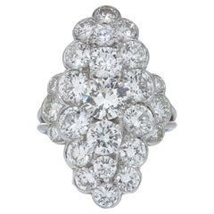 Vintage 18KT White Gold Diamond Cluster Ring 7 carats total