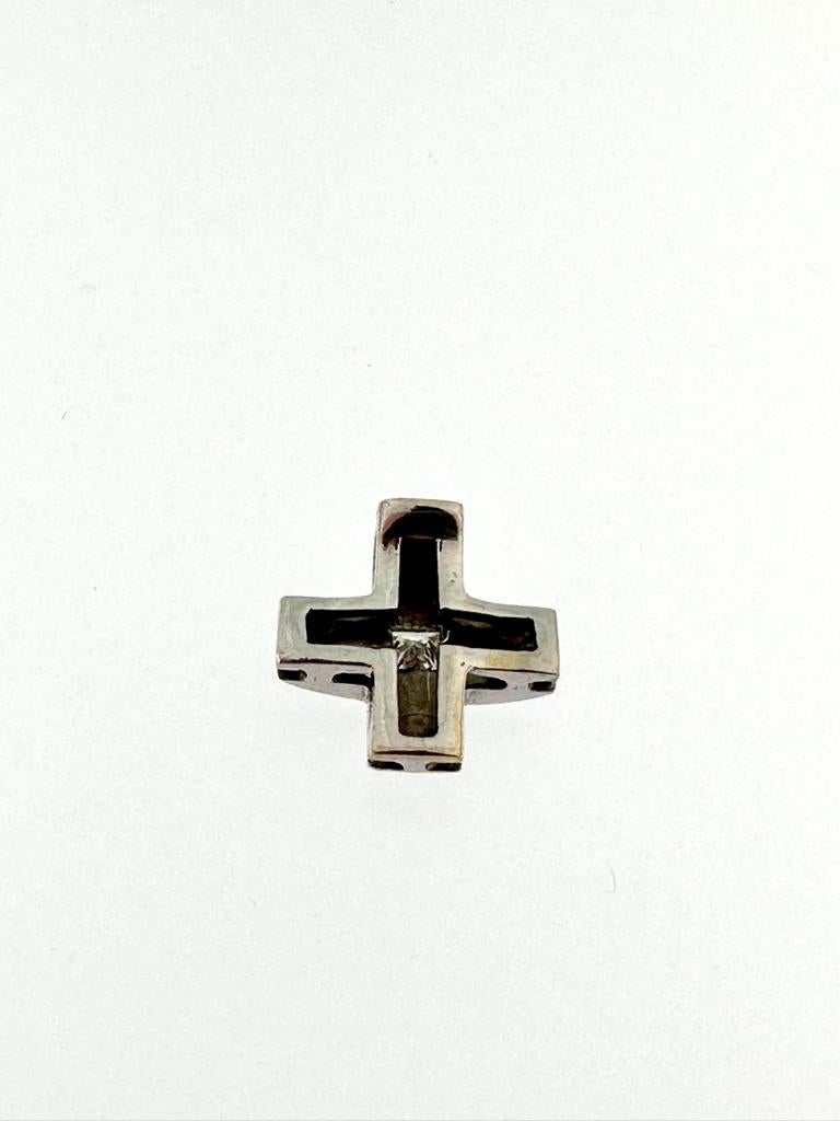 18 Karat Weißgold Diamant-Kreuz-Kreuz im griechischen Stil, Vintage für Damen oder Herren im Angebot