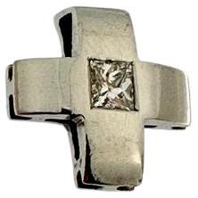 Vintage 18 Karat White Gold Diamond Cross Greek Style For Sale