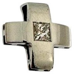 Vintage 18 Karat White Gold Diamond Cross Greek Style