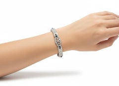Vintage 18kt white Gold Filigree Diamond & Sapphire Bracelet