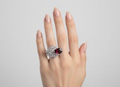 Vintage 18kt white Gold Ring with yellow Sapphires & Diamonds