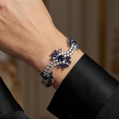 Vintage 18KT White Gold Sapphire and Diamond Bracelet