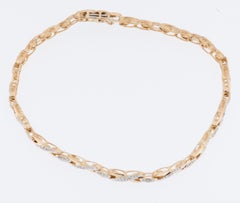 Vintage 18kt Gelb- und Weißgold Französisch Armband mit Diamanten