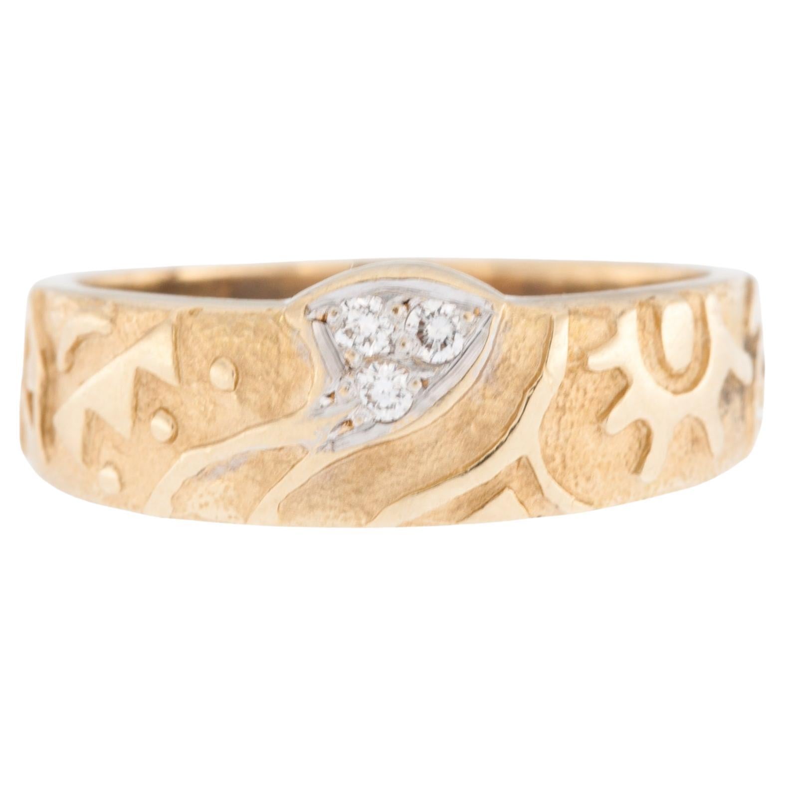 Vintage 18kt Yellow Gold Band Ring with Diamonds