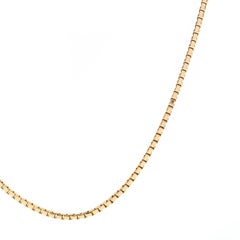 Vintage 18KT Yellow Gold Box Chain Necklace, Medium Box Chain