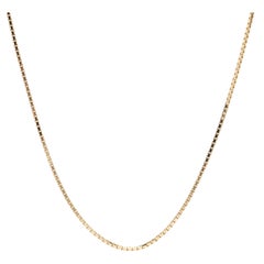 Vintage 18KT Yellow Gold Box Chain Necklace, Medium Box Chain