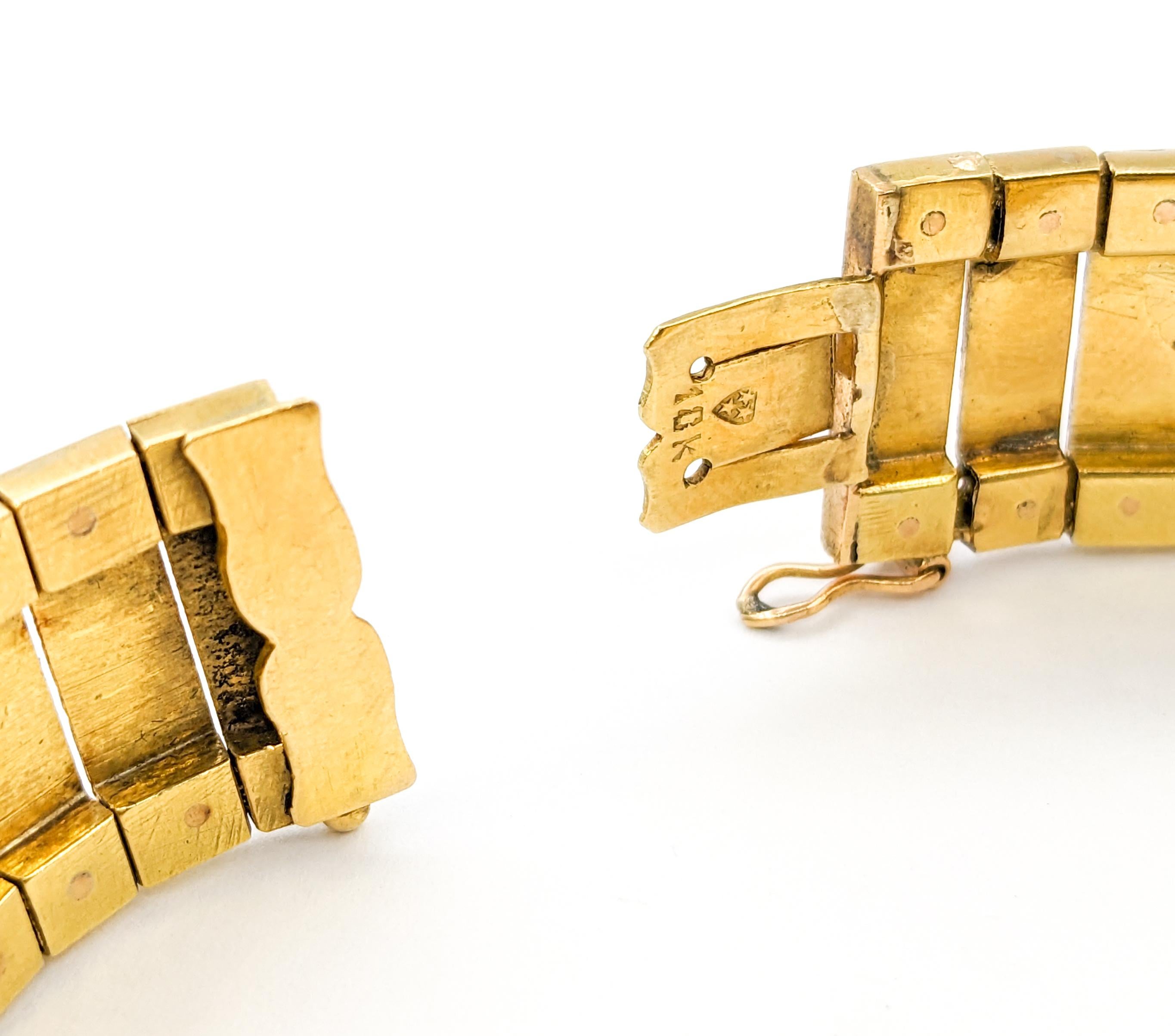 Vintage 18kt Yellow Gold Bracelet with European Cut Diamond & Sapphire Gems For Sale 7