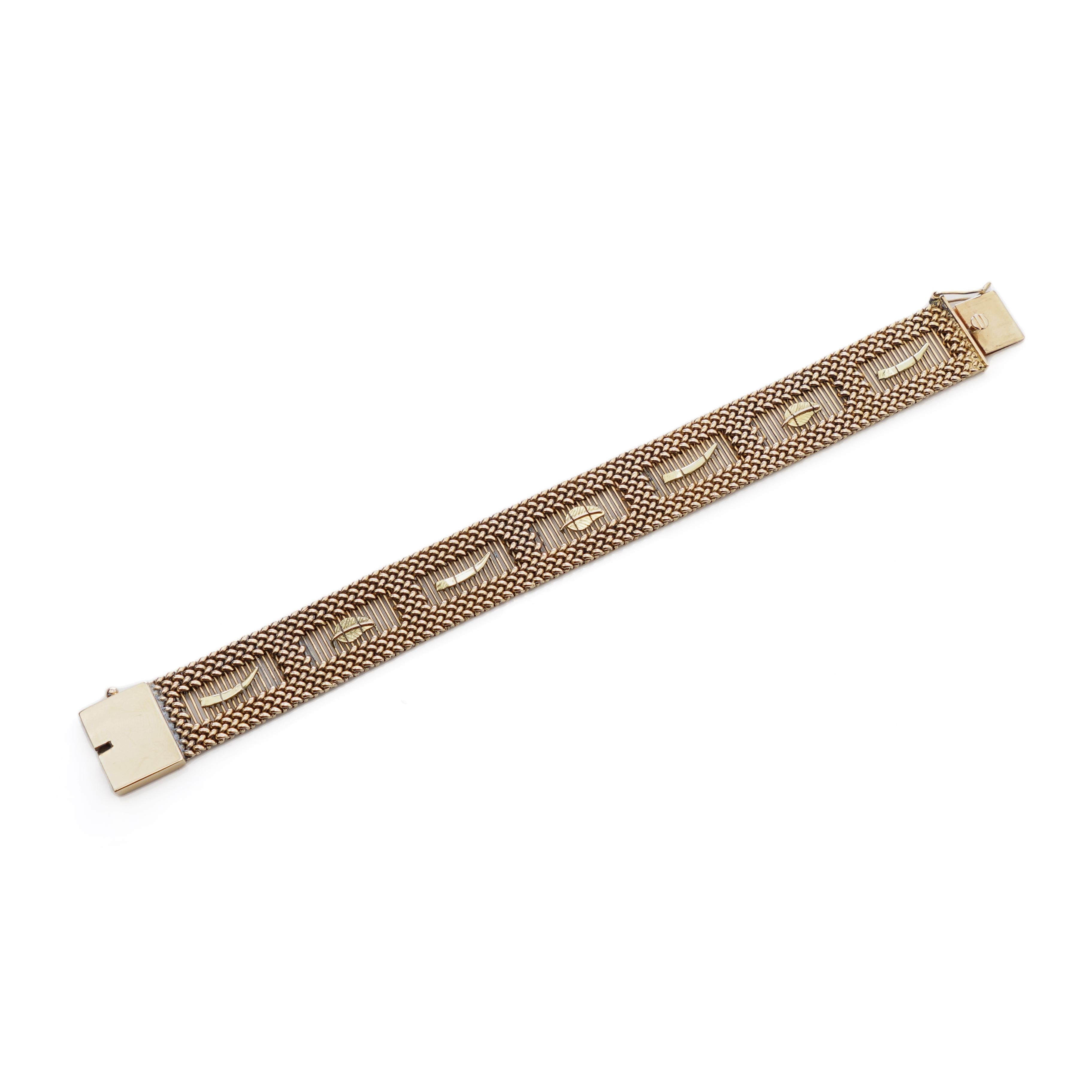 Jahrgang 18kt. Gelbgold geflochtenes und durchbrochenes Armband im Zustand „Gut“ in Braintree, GB