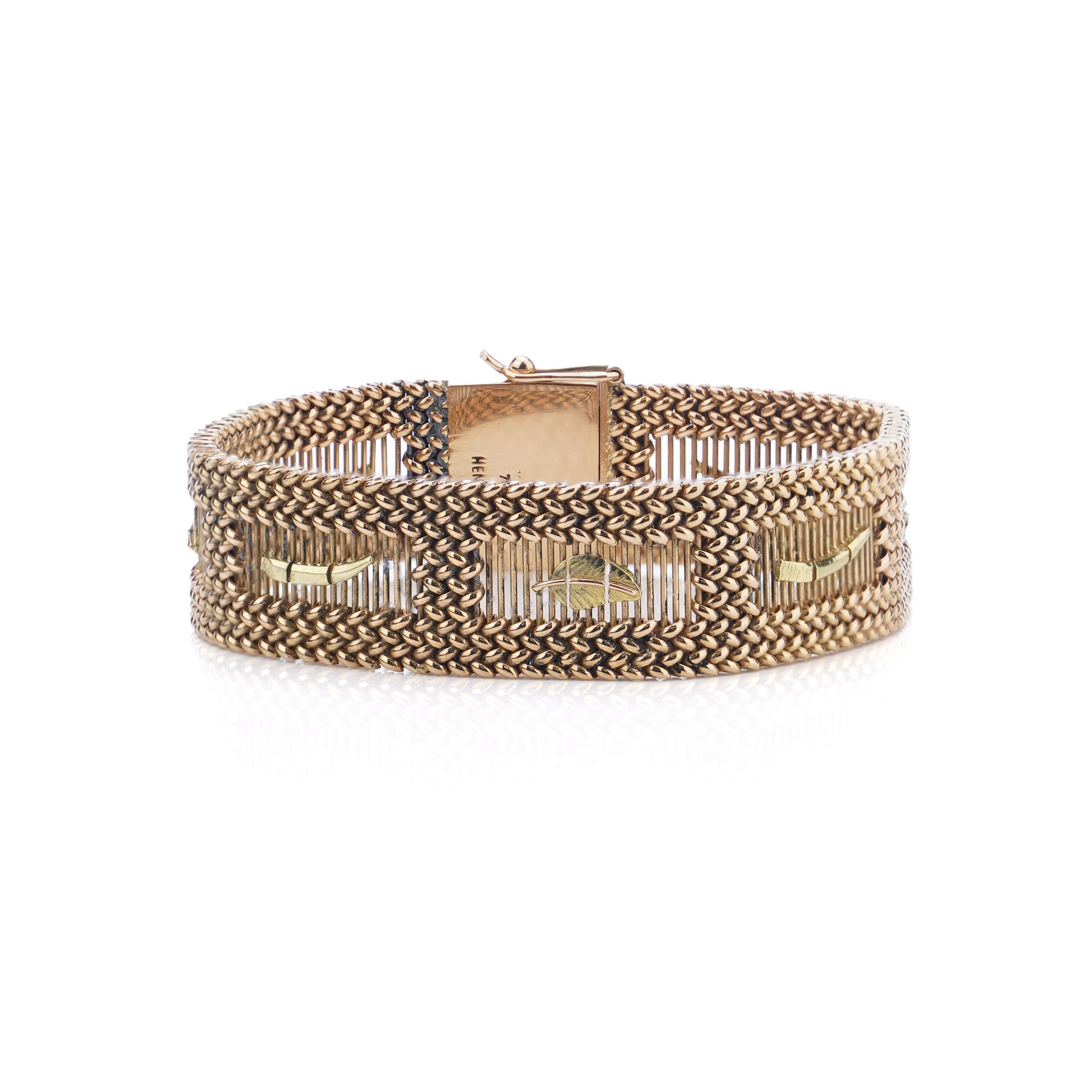 Jahrgang 18kt. Gelbgold geflochtenes und durchbrochenes Armband 1
