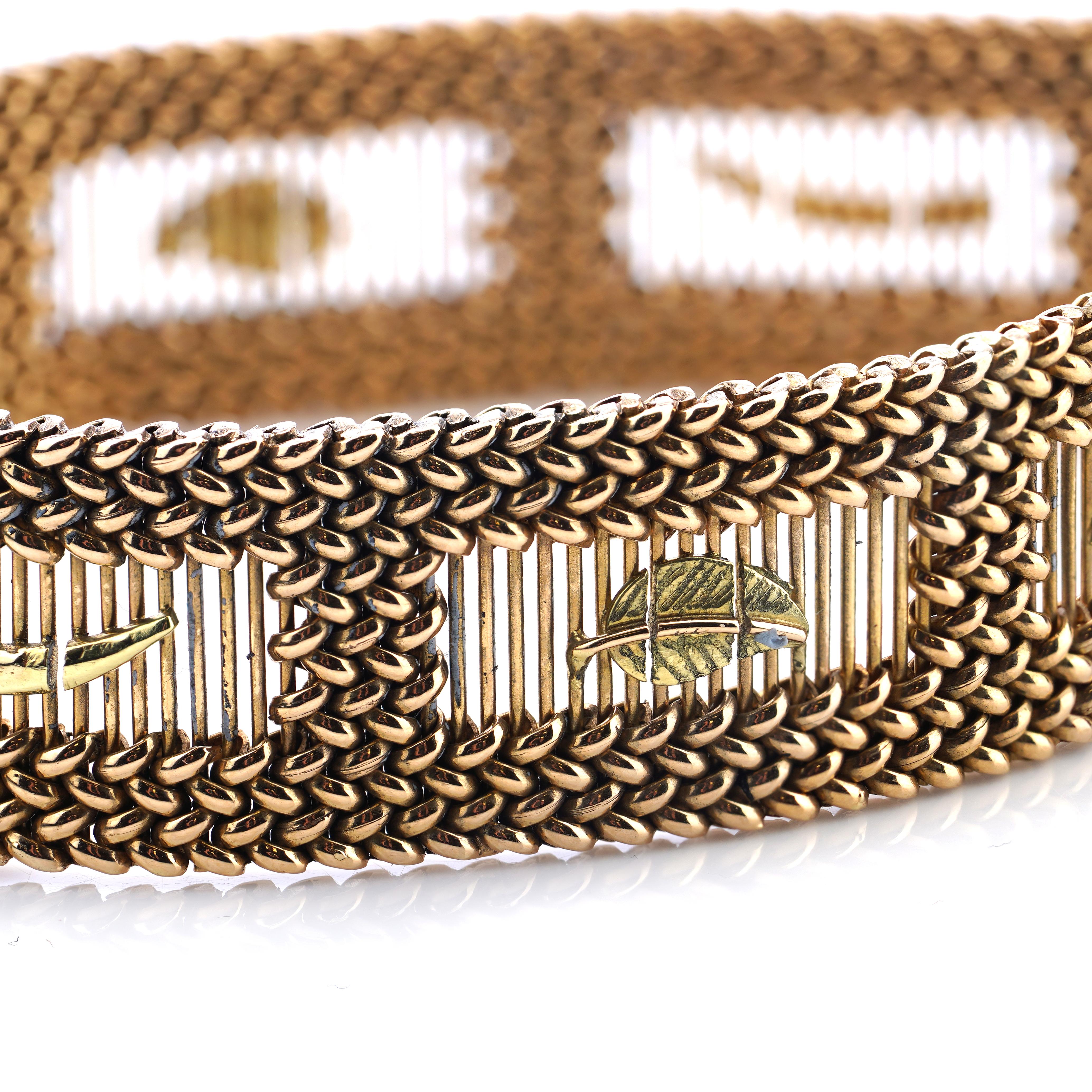 Jahrgang 18kt. Gelbgold geflochtenes und durchbrochenes Armband 2