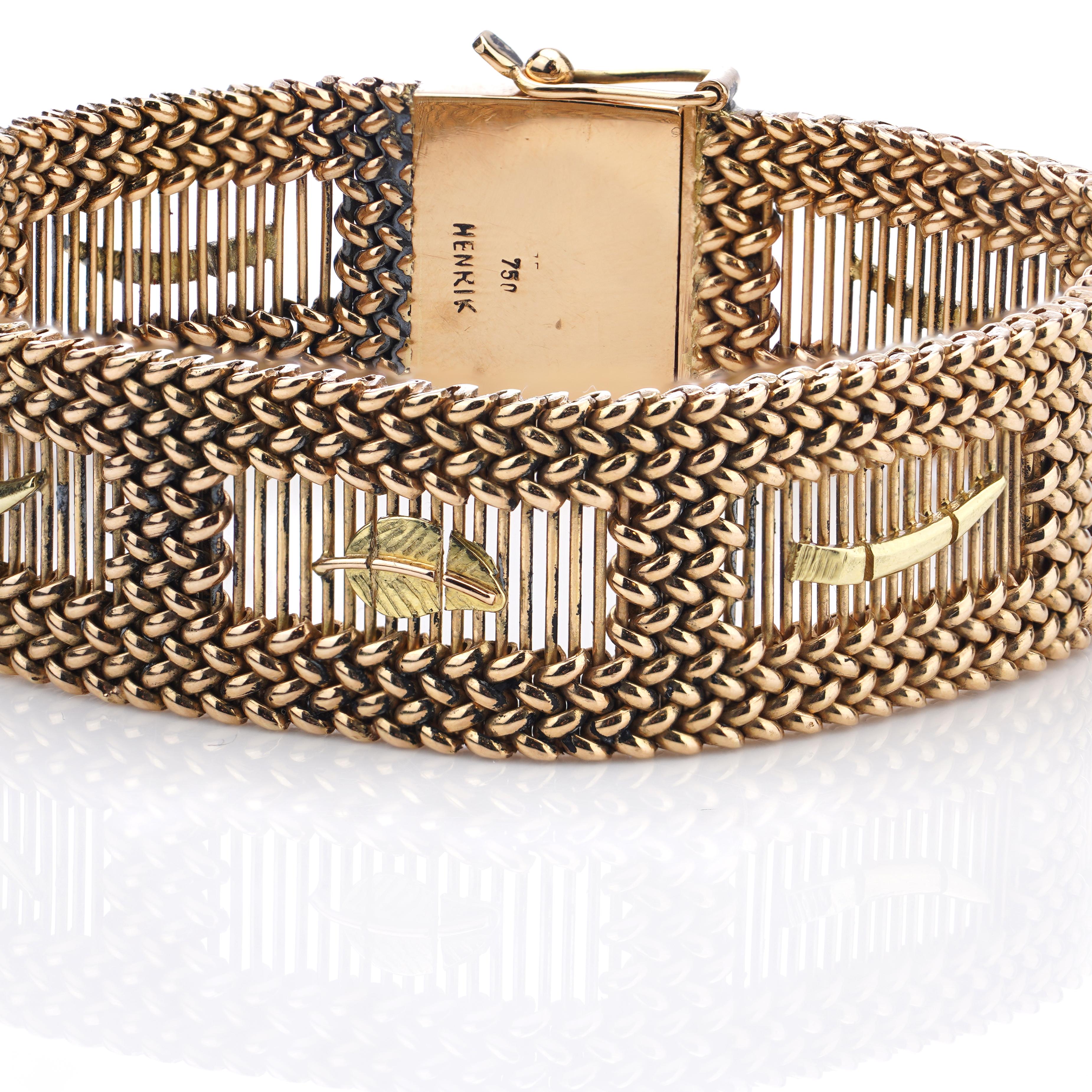 Jahrgang 18kt. Gelbgold geflochtenes und durchbrochenes Armband 4