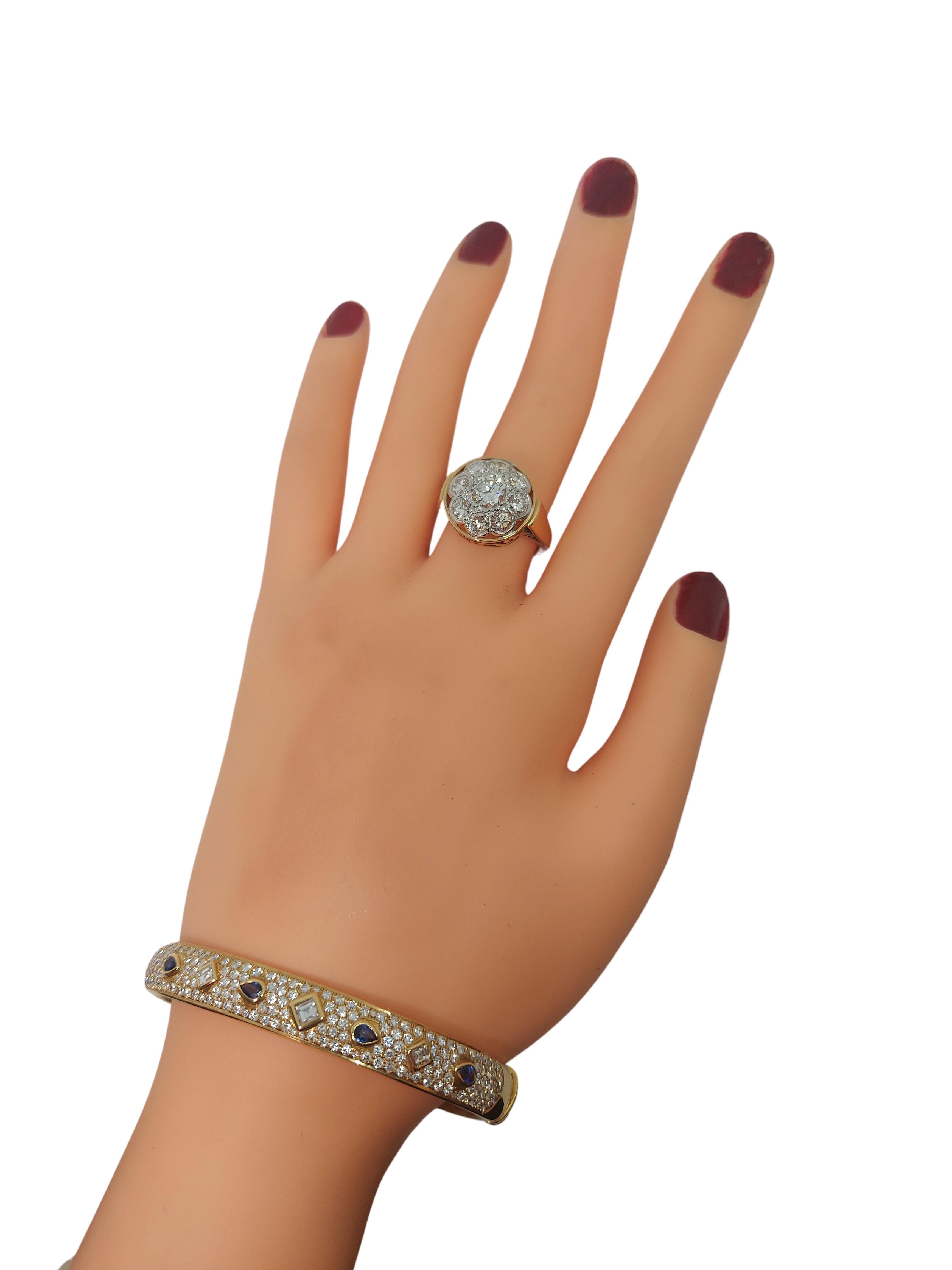 Vintage 18kt Yellow Gold Cartier Bangle Bracelet with Sapphire & Diamonds 3