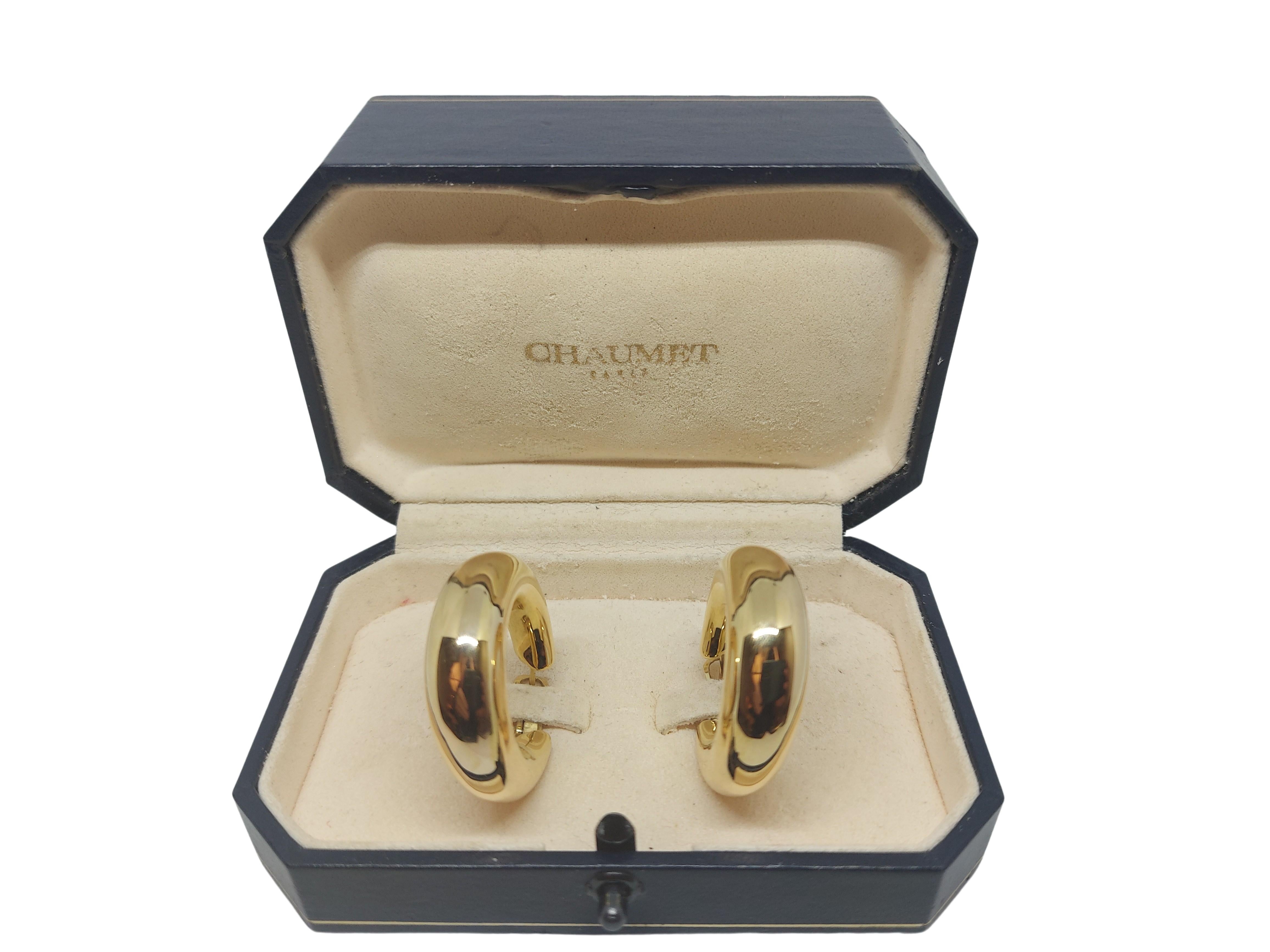 Vintage 18kt Yellow Gold Chaumet Paris Hoop Earrings  6