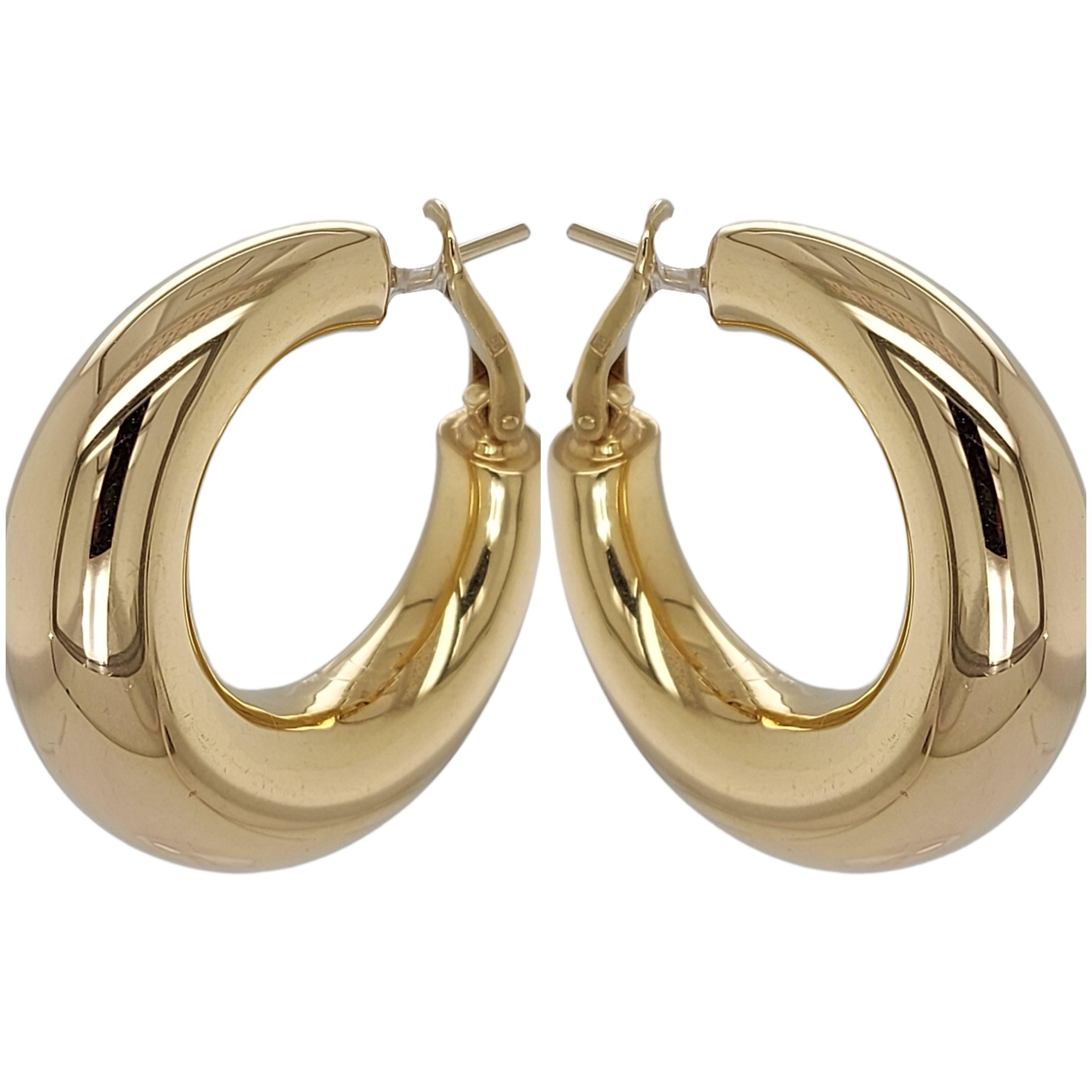 Artisan Vintage 18kt Yellow Gold Chaumet Paris Hoop Earrings 