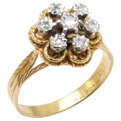 Vintage 18kt. Yellow Gold Cluster Flower Ring Set with Diamonds