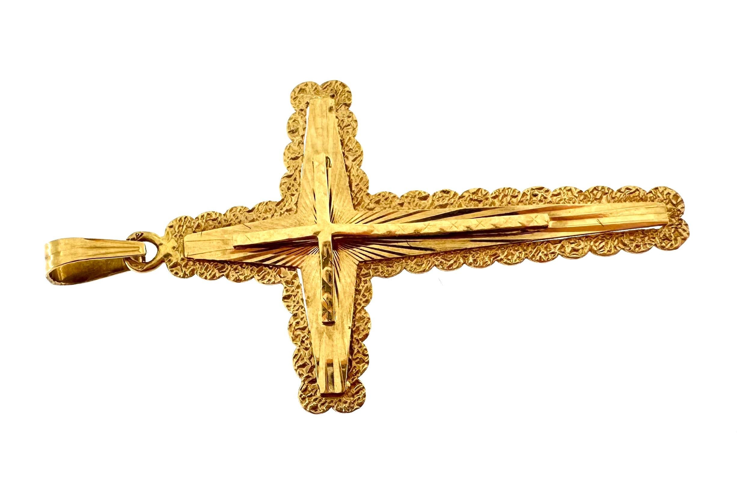 Artisan Vintage 18kt Yellow Gold French Cross For Sale