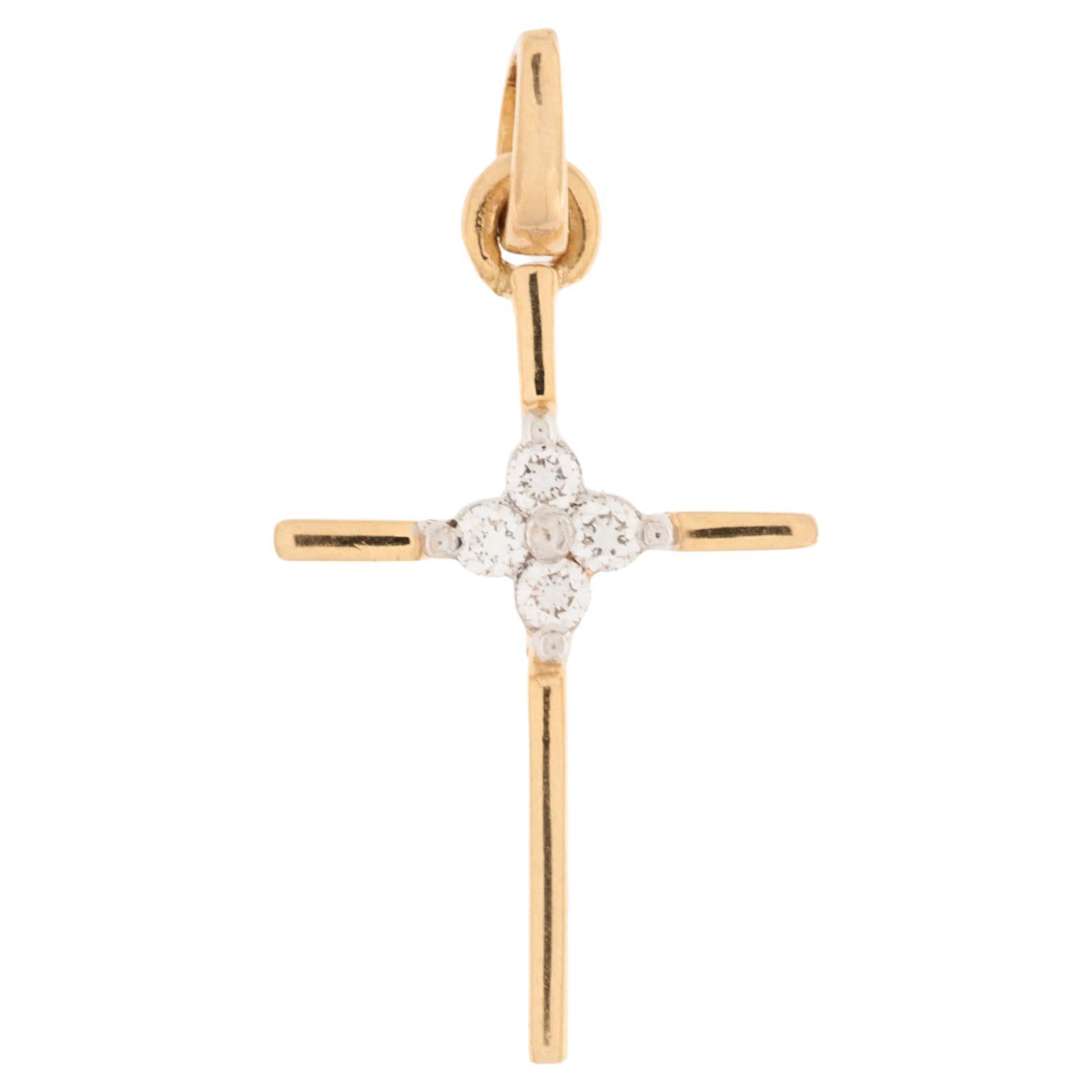 Vintage 18kt Yellow Gold French Cross For Sale