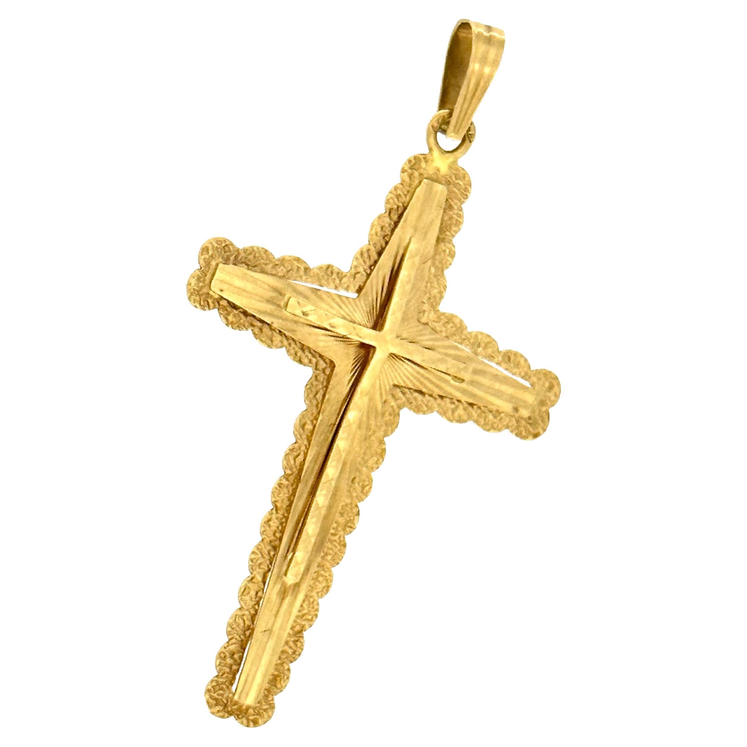 Vintage 18kt Yellow Gold French Cross For Sale