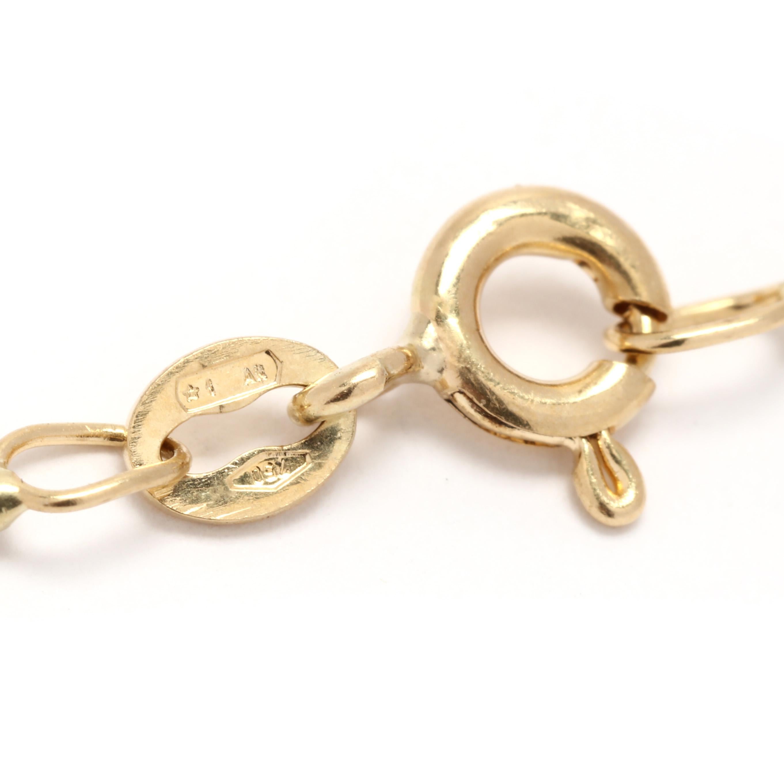 Women's or Men's Vintage 18KT Yellow Gold Italian Bead Chain