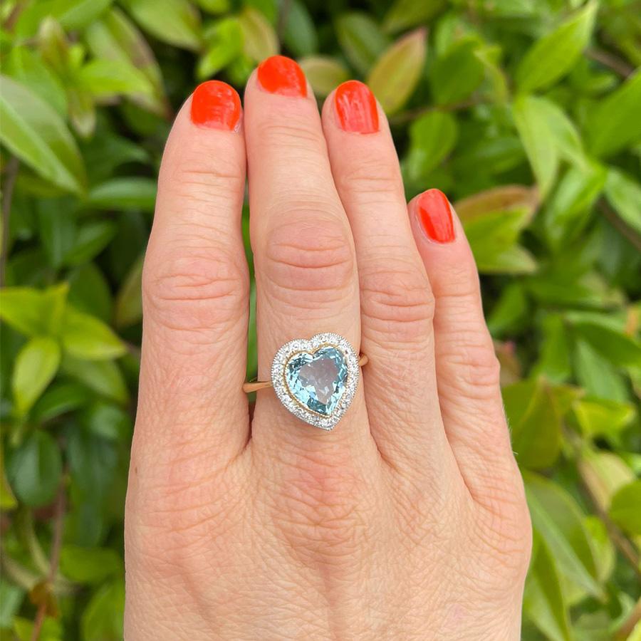 Heart shop aquamarine ring