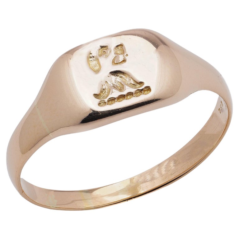 Vintage 18kt. Yellow Gold Men's Signet Ring, Featuring Dog with Open Mouth  For Sale at 1stDibs | mens gold signet ring, dog signet ring, open mouth  ring