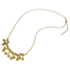 Vintage 18KT Yellow Gold Musical Notes Charm Necklace with Diamonds