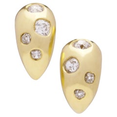 Paire de boucles d'oreilles vintage en or jaune 18 carats avec 1,68 carat de diamants