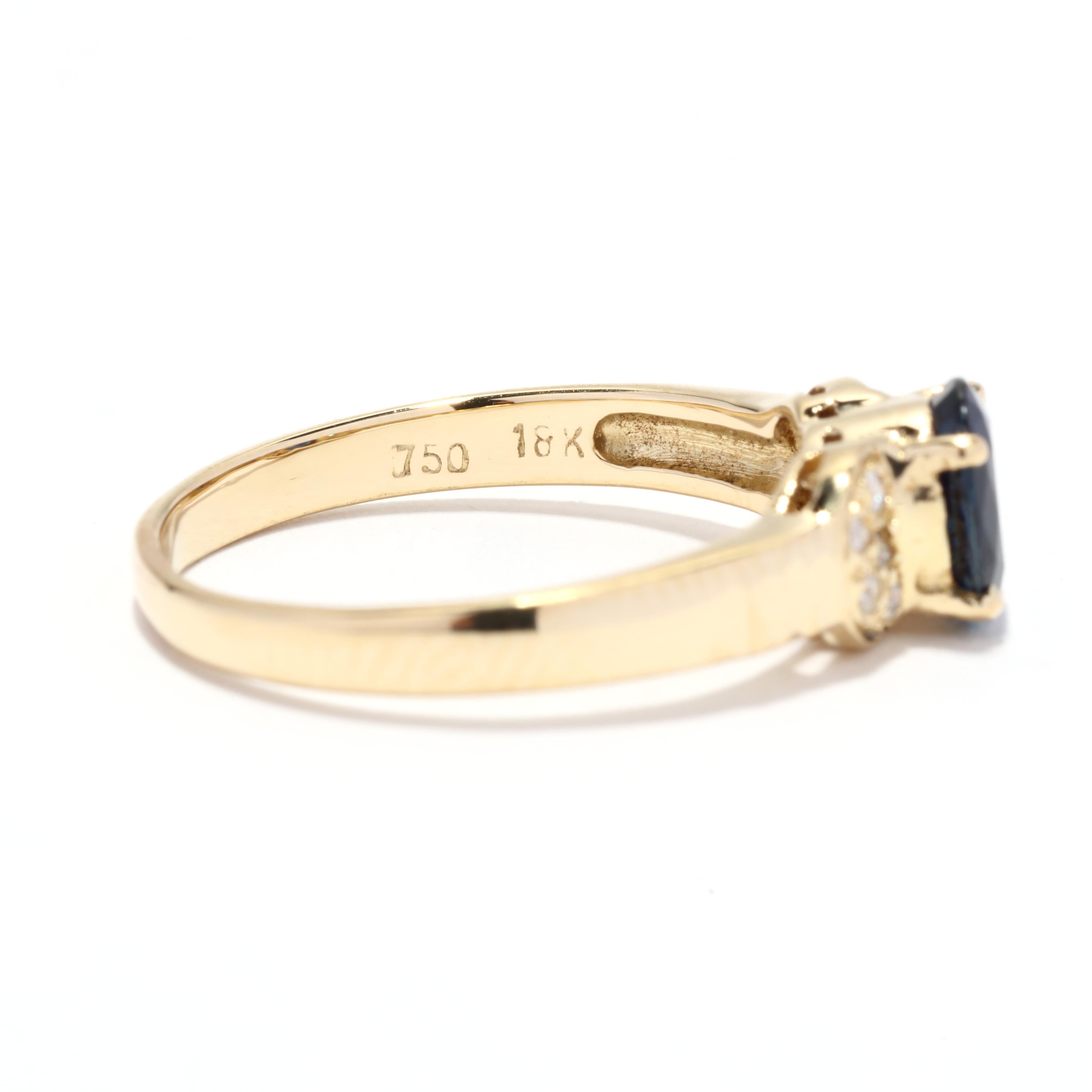 Vintage 18KT Gelbgold Saphir-Diamant-Ring, ovaler natürlicher Saphir im Angebot 1