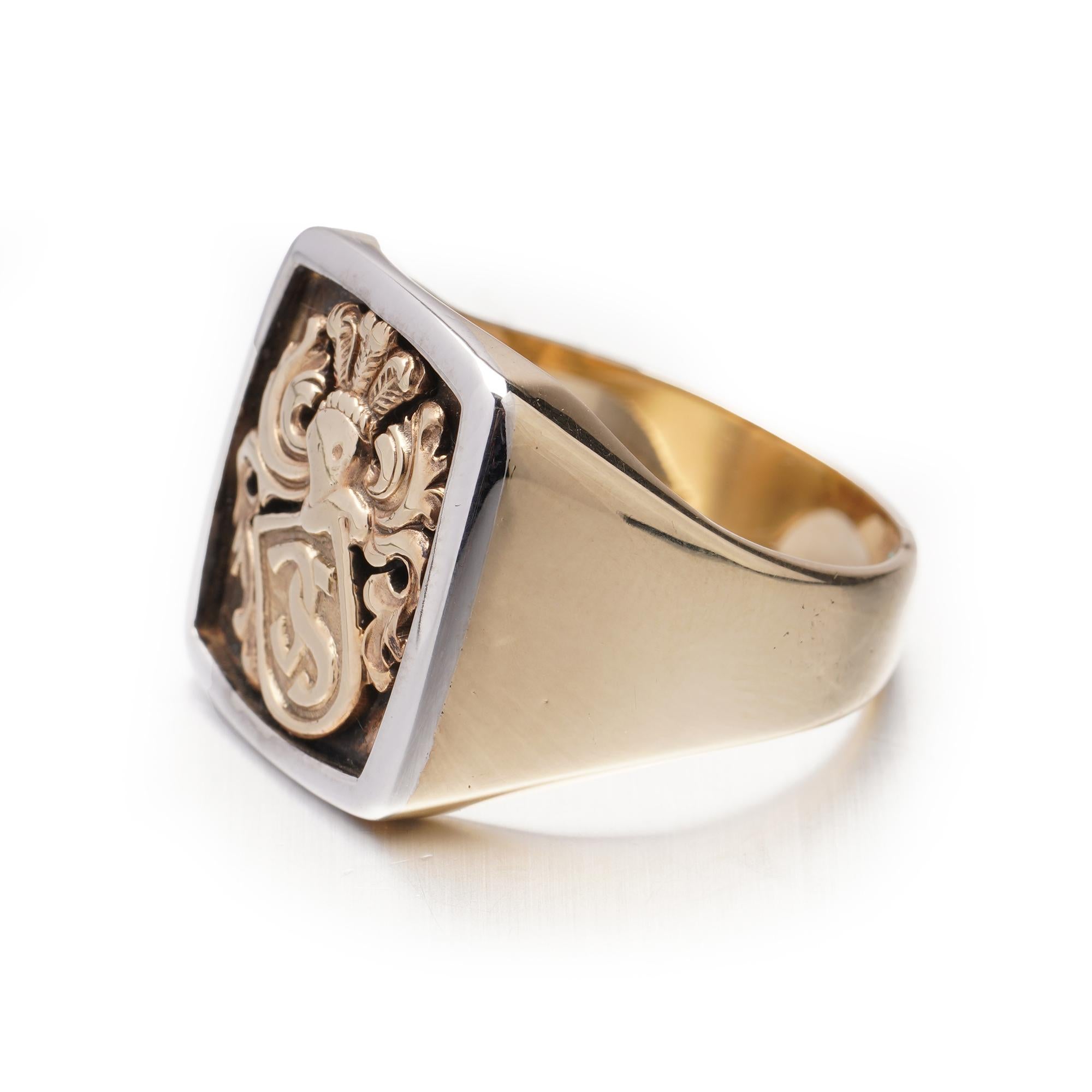 Jahrgang 18kt. Siegelring aus Gelbgold mit Wappen 3