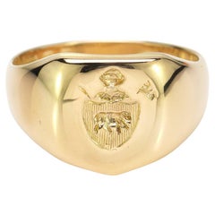 Vintage 18kt. Yellow Gold Signet Ring with Coat of Arms