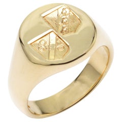 Vintage 18kt. Yellow Gold Signet Ring with Coat of Arms