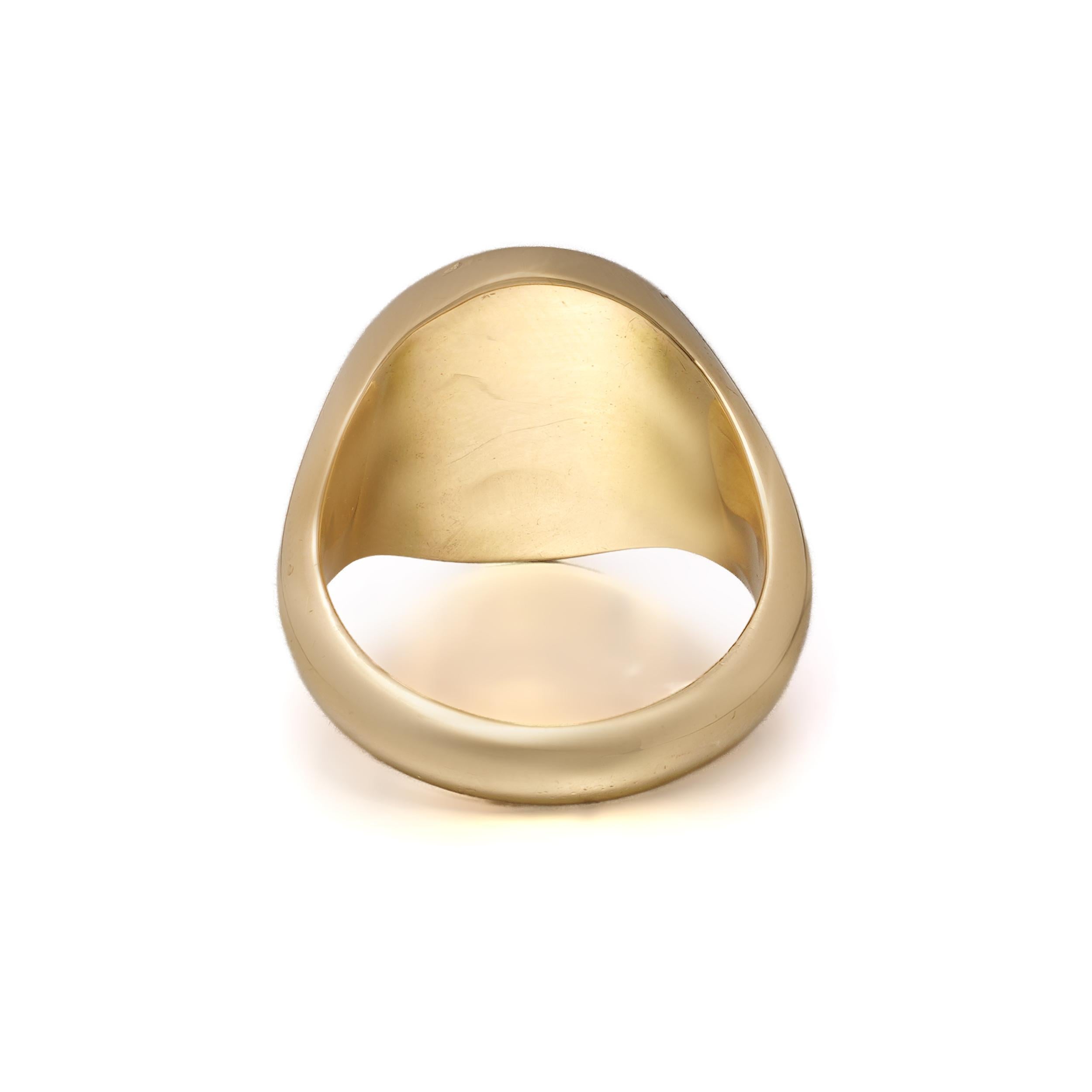Anillo de sello vintage de oro amarillo de 18 quilates con león rampante en venta 2