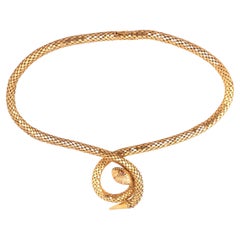 Vintage 18kt Yellow Gold Snake Necklace
