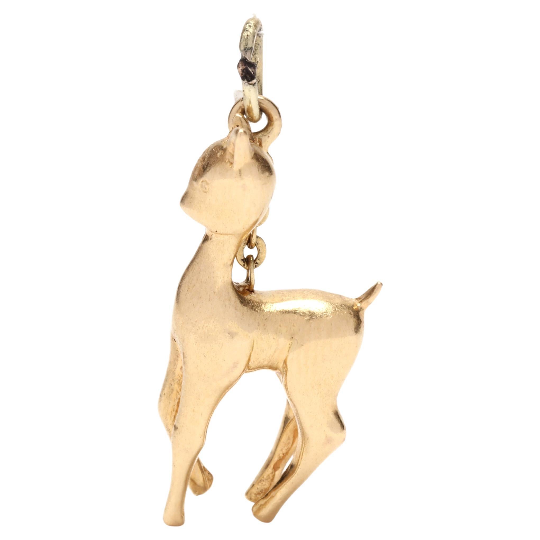 Vintage 18KT Yellow Gold Solid Doe Charm