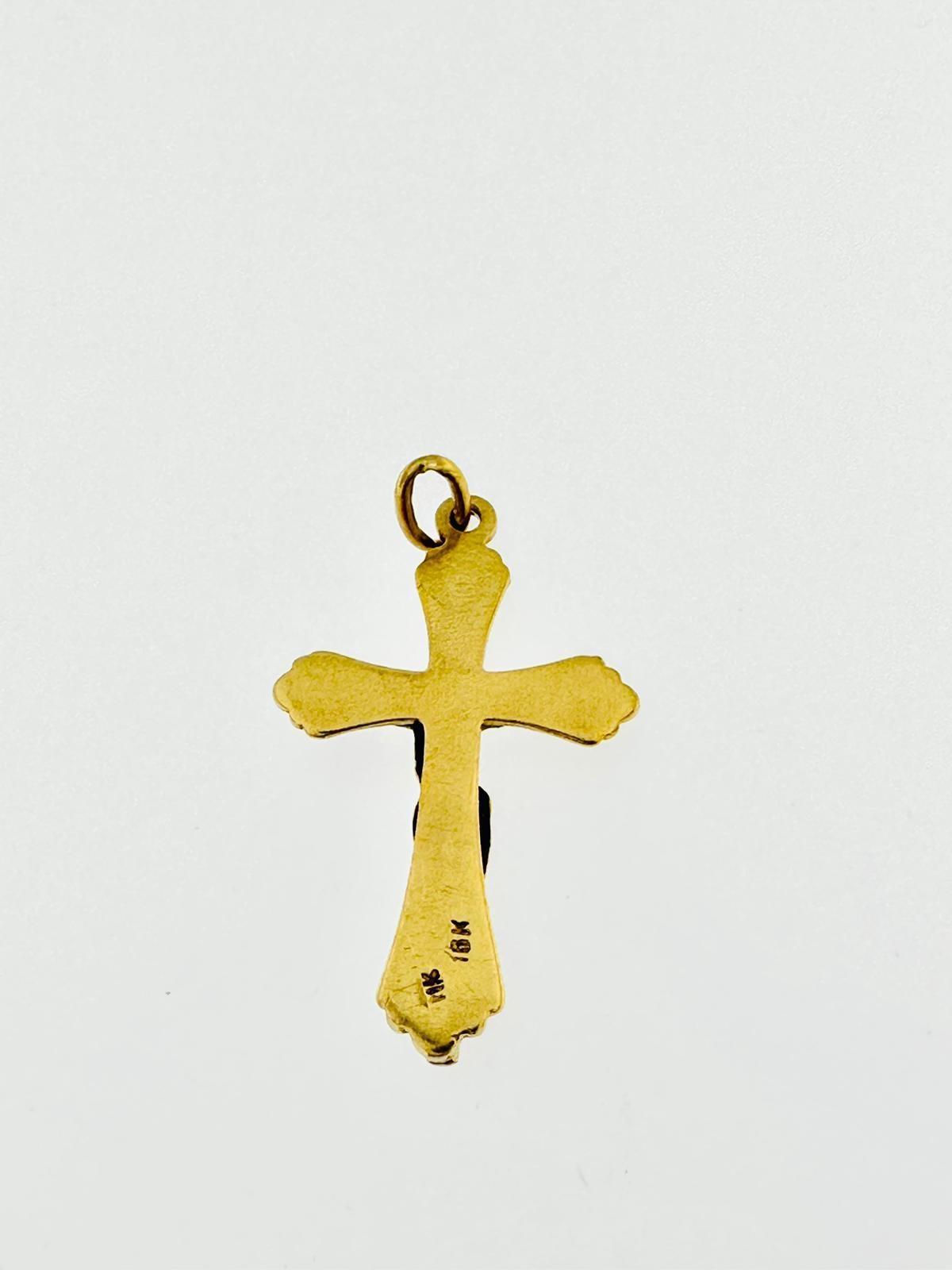 Modern Vintage 18kt Yellow Gold Spanish Crucifix  For Sale