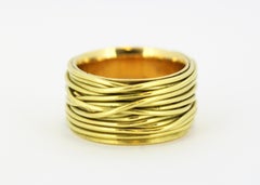 Vintage 18 Karat Yellow Gold Unisex Ring Band in the Wired Style, 1950s