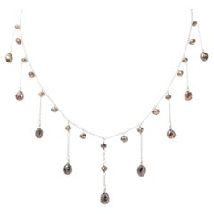 Vintage 18KW Gold Cleopatra Necklace with 18.68ct Natural Brown Diamonds, 16"