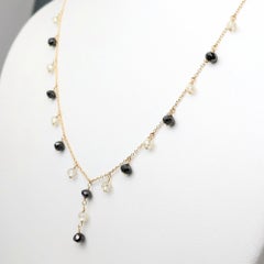 Vintage 18KY Gold Necklace with 8.50ct Natural White & Black Diamonds, 16"