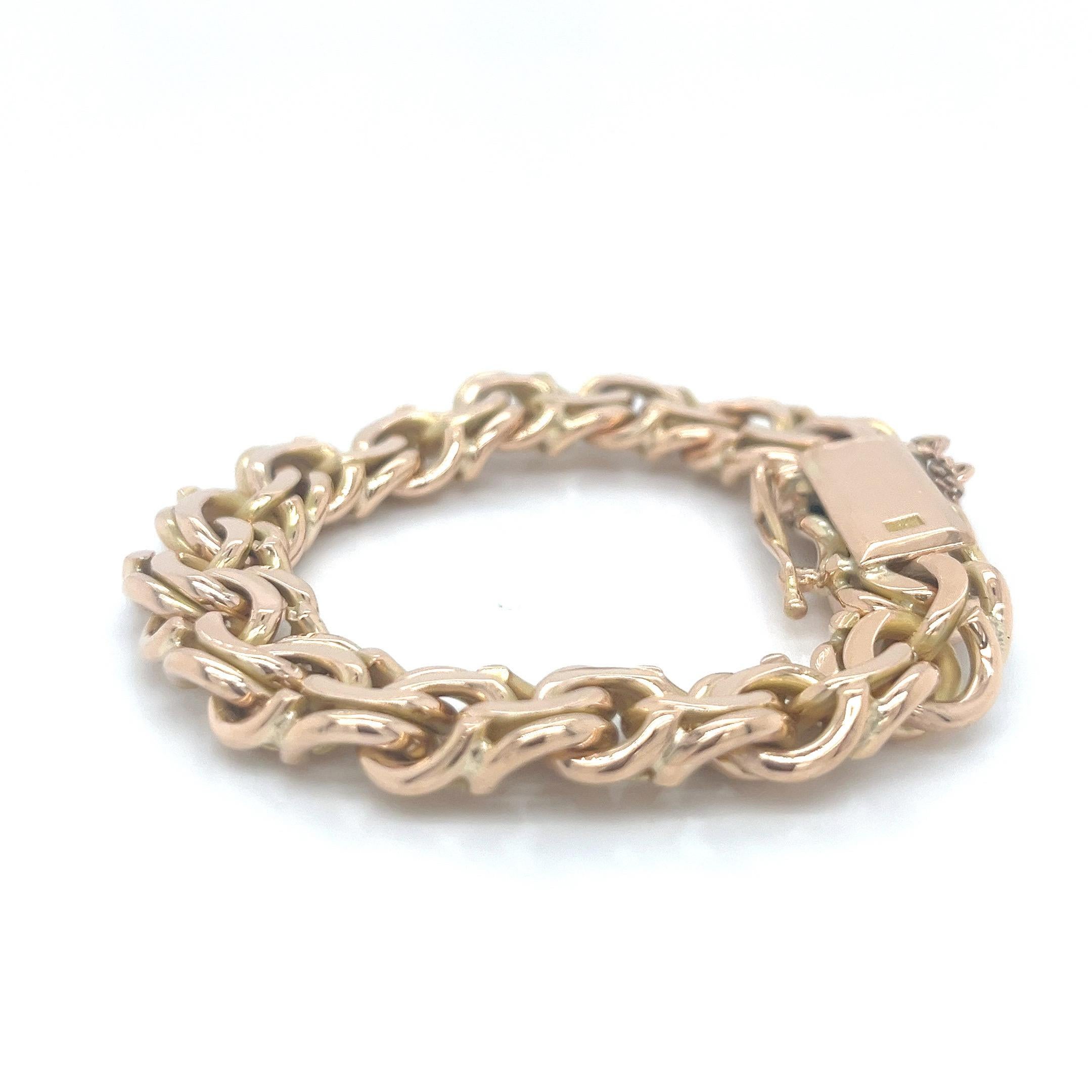 Vintage 18ky Heavy Wide Charm Bracelet en vente 3