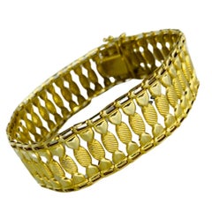 Vintage 18mm Swirl Candy Wrapper Design Bracelet 14k Gold