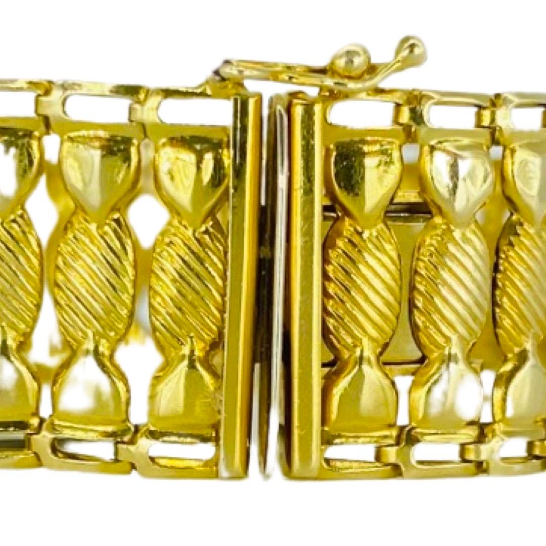 Bracelet Vintage 18mm Swirl Candy Wrapper Design 14k Gold en vente 3