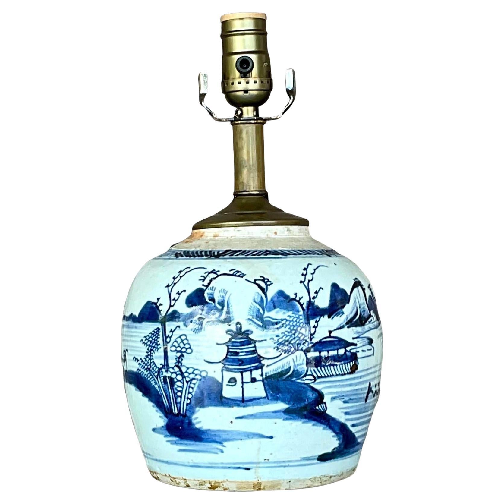Vintage 18th Century Asian Ginger Jar Lamp For Sale