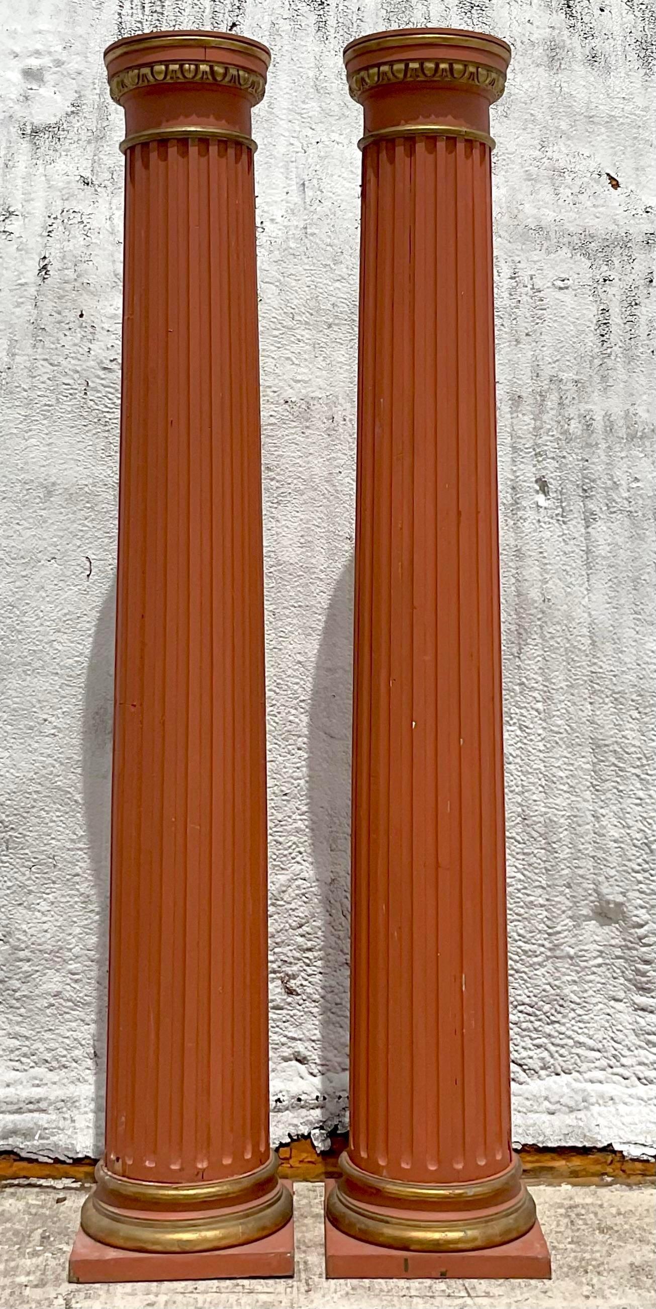 Italienische geriffelte Boho-Säulen aus dem 18. Jahrhundert, Paar im Angebot 1