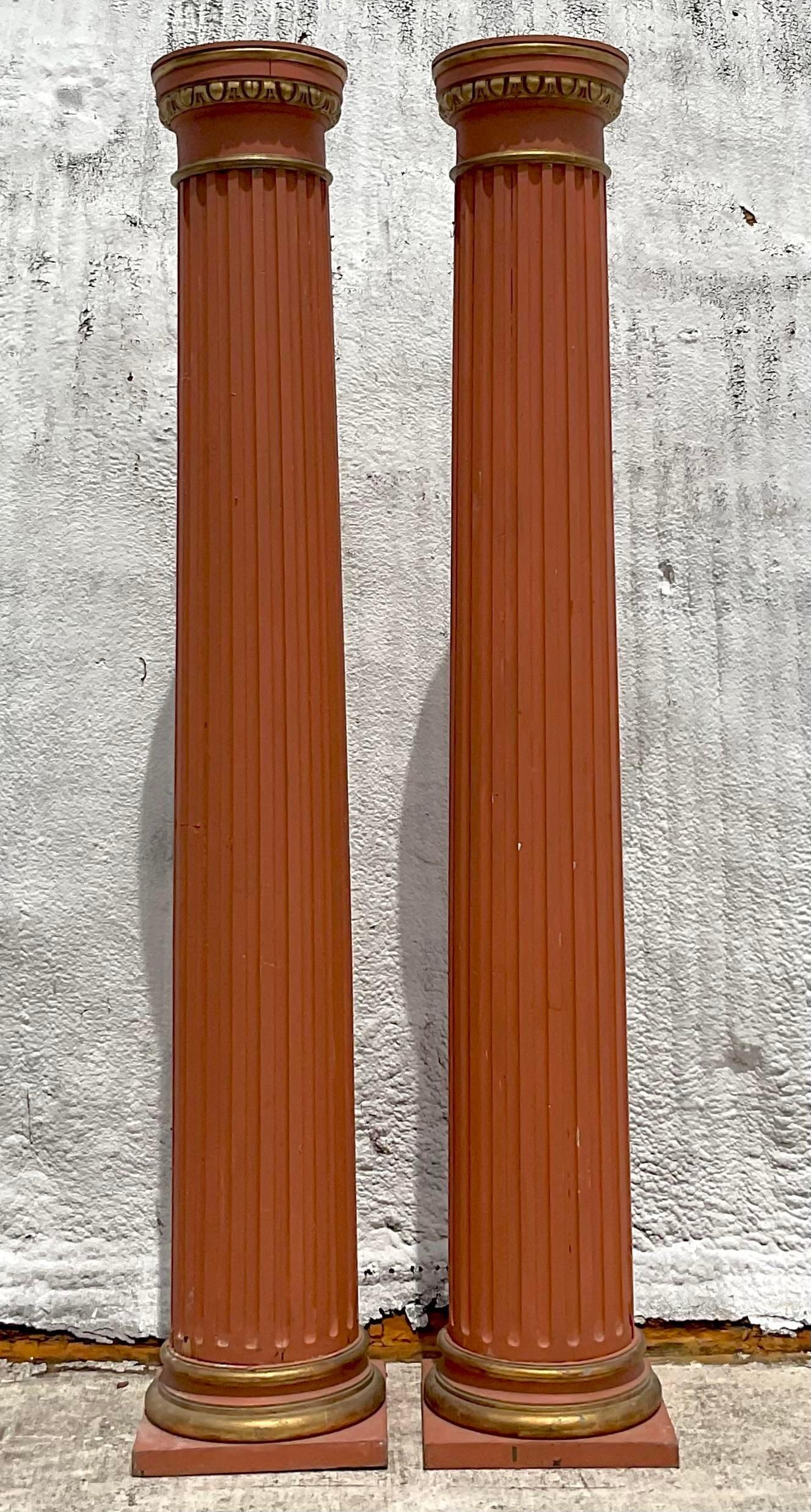 Italienische geriffelte Boho-Säulen aus dem 18. Jahrhundert, Paar im Angebot 3