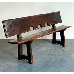 Vintage 18th Century Carved Plank Bench