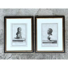 Vintage 18th Century Italian Etchings of Roman Busts - Set of 2