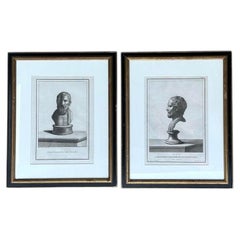 Vintage 18th Century Italian Etchings of Roman Busts - Set of 2