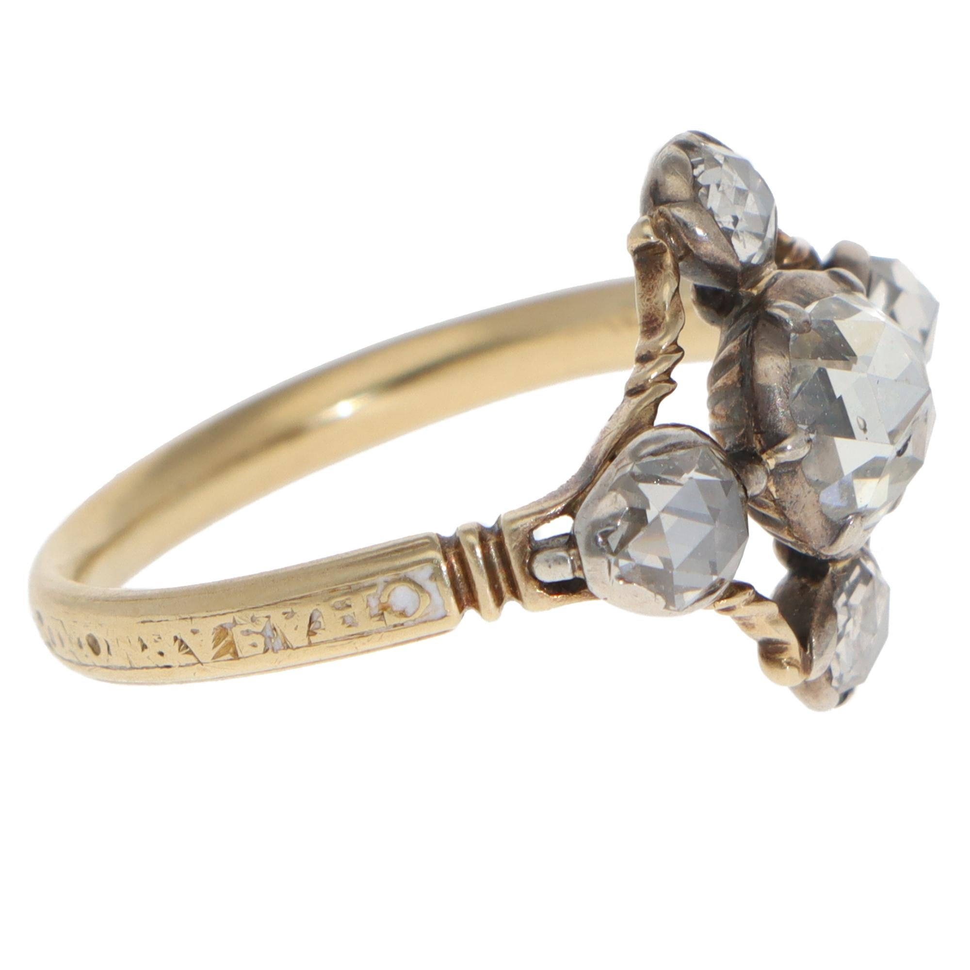 Vintage 19 Century Georgian Rose Cut Diamond Cruciform Ring In Good Condition In London, GB