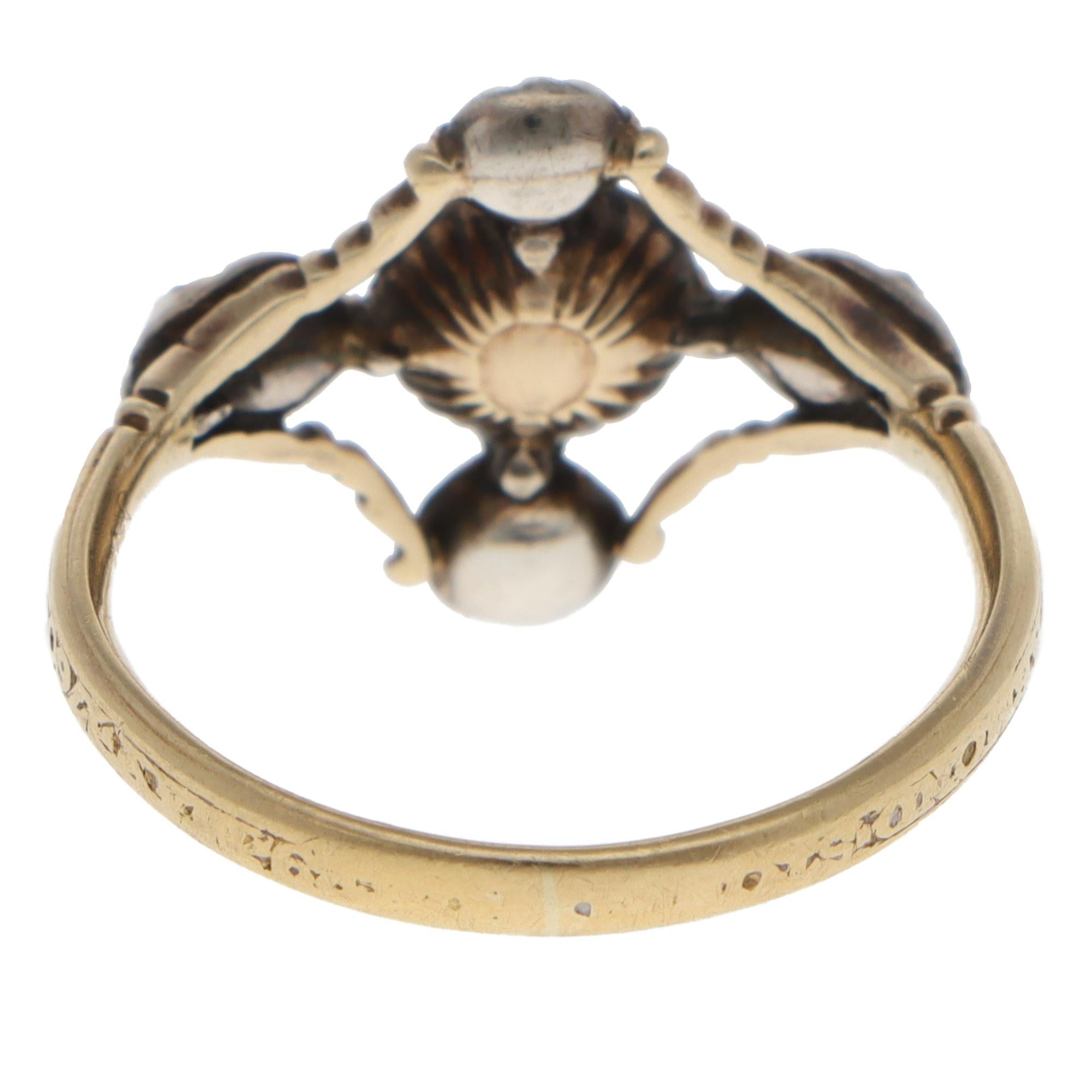 Women's or Men's Vintage 19 Century Georgian Rose Cut Diamond Cruciform Ring